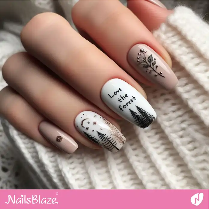 Minimal Pine Forest Nail Design | Love the Forest Nails - NB2879